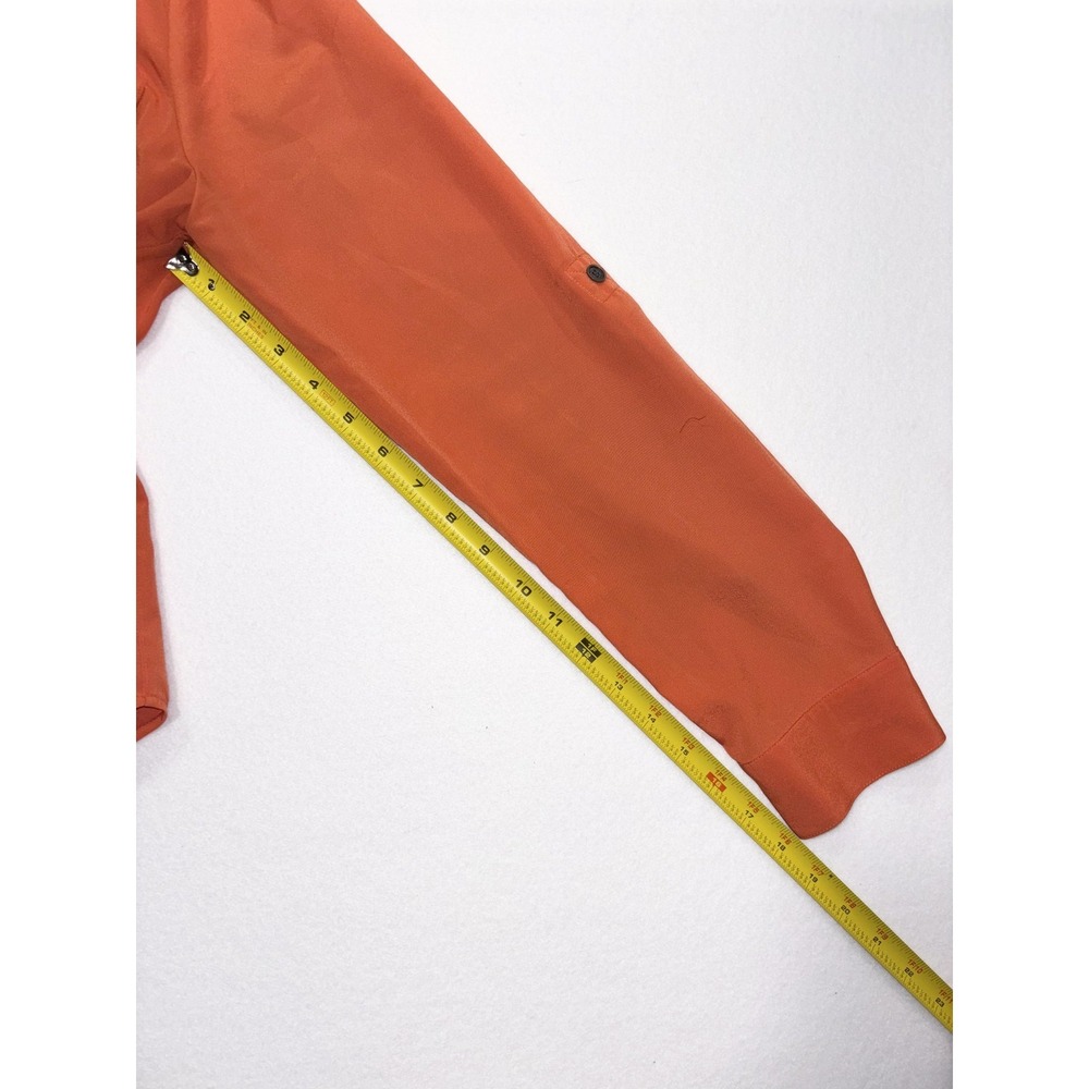 MICHAEL Michael Kors Blouse Womens Large Orange V Neck Zip Pocket Tunic Top - Picture 13 of 16